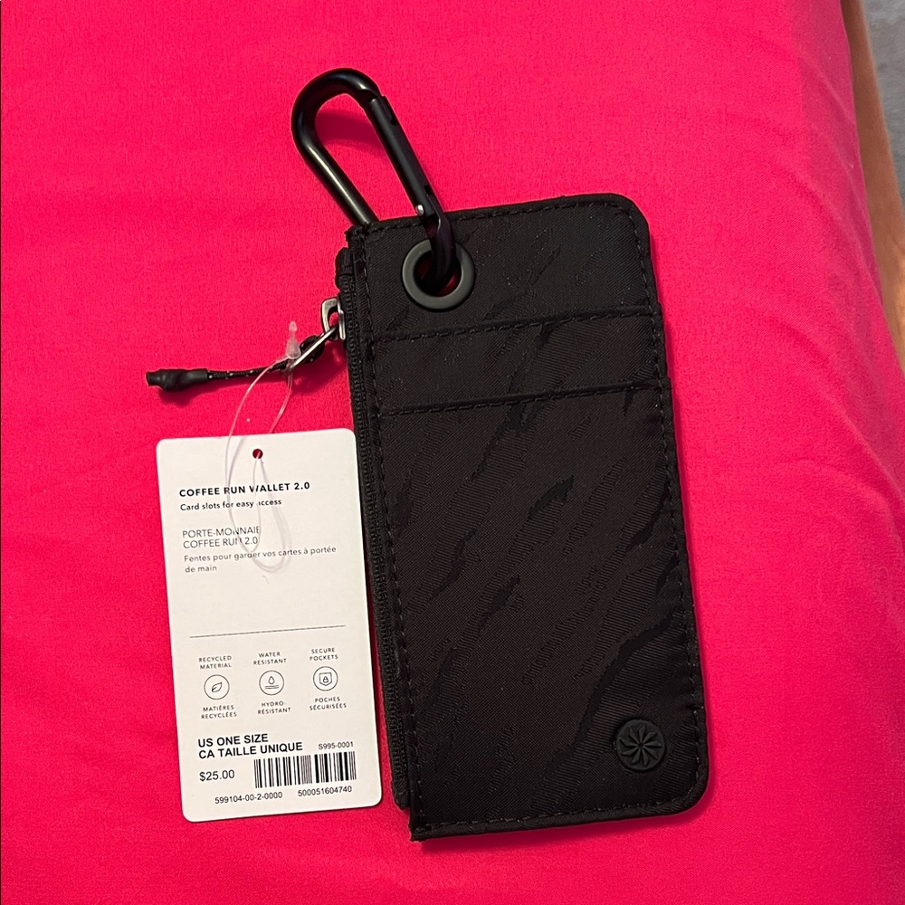 Athleta Black Coffee Run Wallet with Carabiner